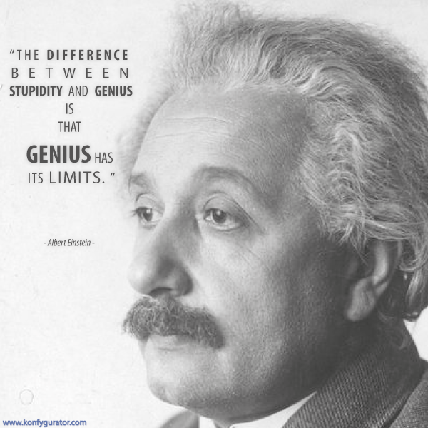 "The difference between stupidity and genius is that genius has its limits."  - Albert Einstein -