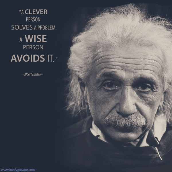 "A clever person solves a problem. A wise person avoids it."  - Albert Einstein –